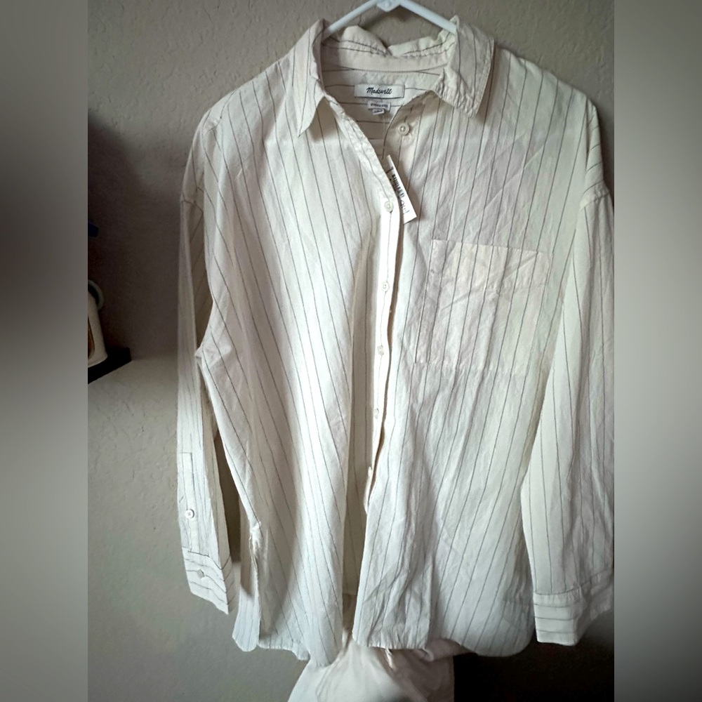 NWT Madewell Oversized poplin shirt in Striped